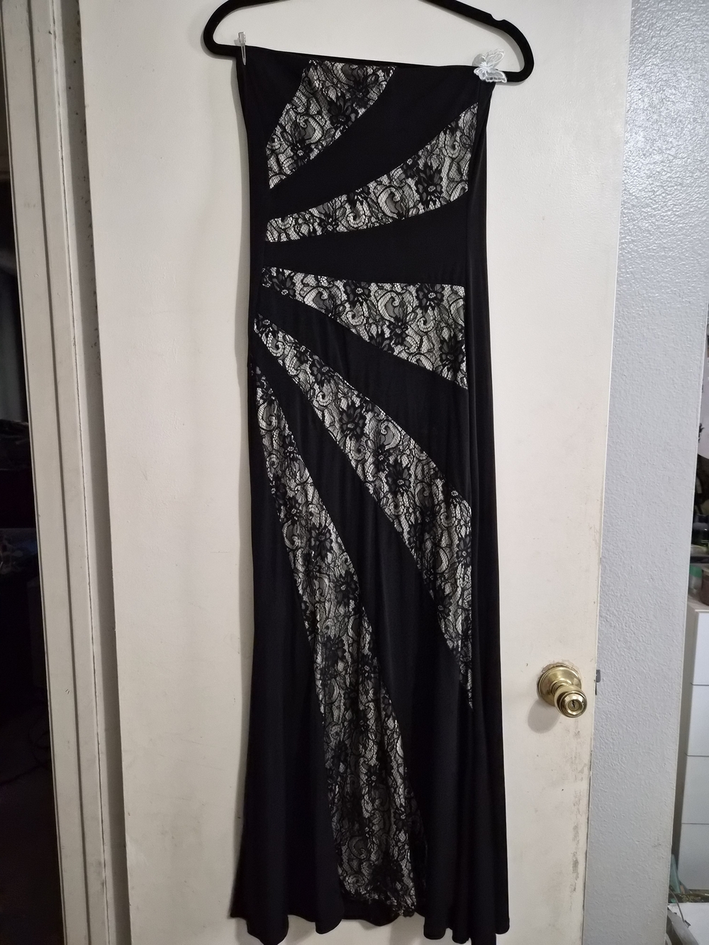 Black Lace Inset Maxi Dress